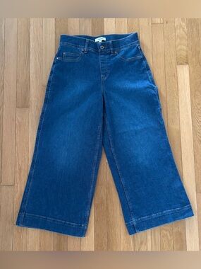 Spanx Cropped Wide Leg Jeans Womens Medium M 21649Q High Rise Pull On Barrel